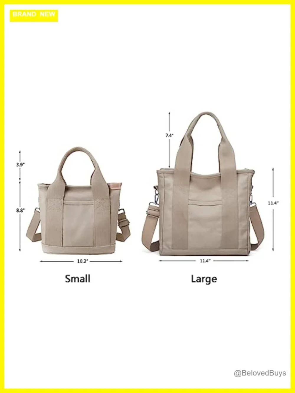 Canvas Crossbody Tote Bag with Zipper Shoulder Hobo Satchel